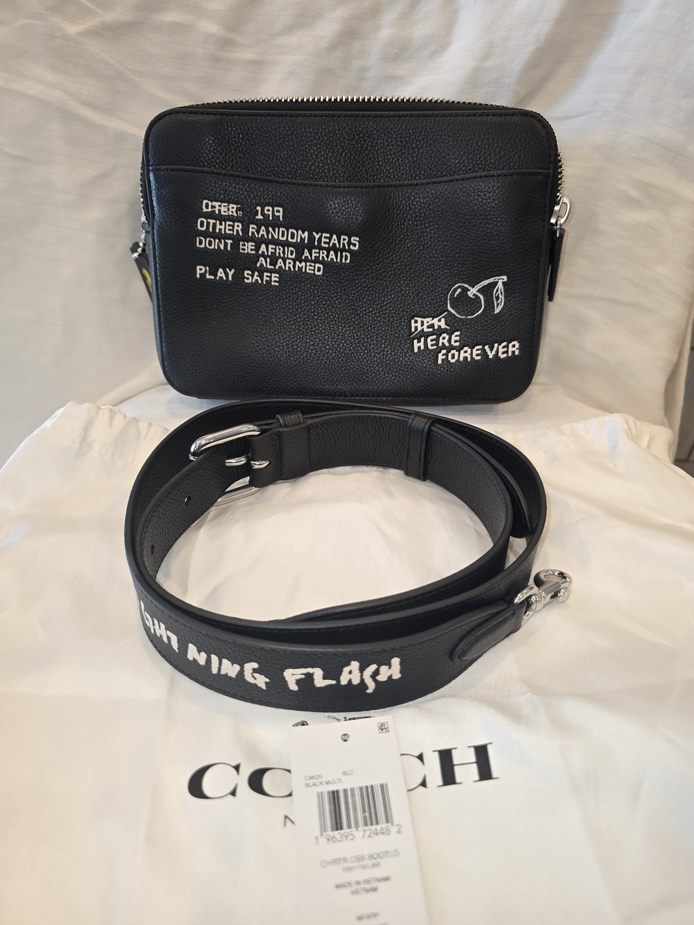 Coach Black Leather Crossbody Bag with Dino Sketch - Picture 4 of 12